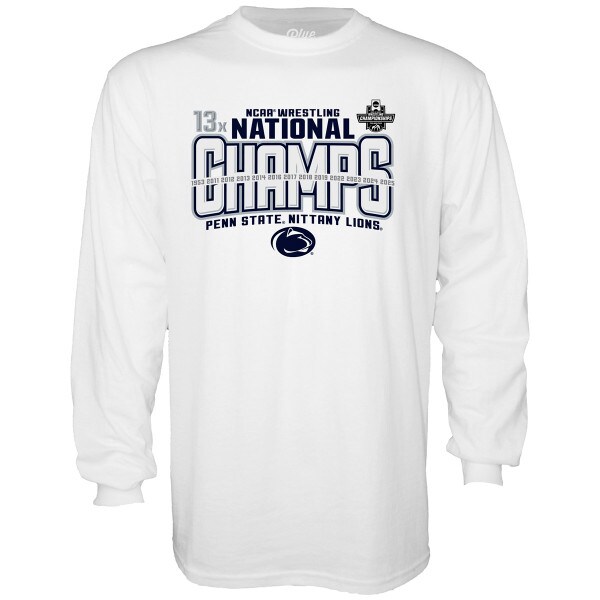 white long sleeve t-shirt 13x NCAA Wrestling National Champs Penn State Nittany Lions